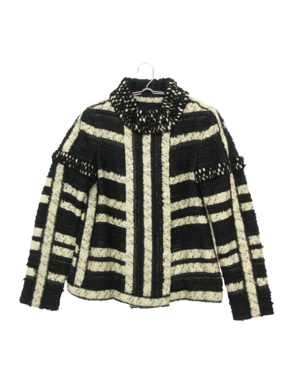 Chanel Jacket Short Length Tweed Border Stripe Black